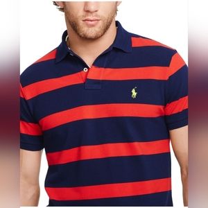 Polo by Ralph Lauren 2XB Mens Polo Red Balck Blue stripe Chartreuse Emblem